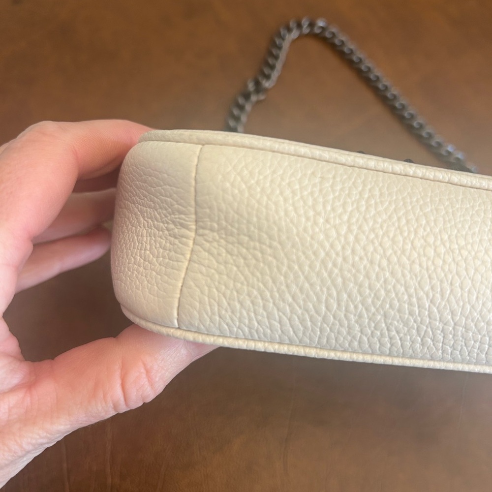 Coach Studded Pebbled Leather Nolita 19 Wristlet Bag Cream/ White  Silver Chain - Picture 5 of 10